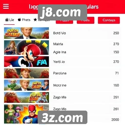 Jogos mais populares em j8.com analisados